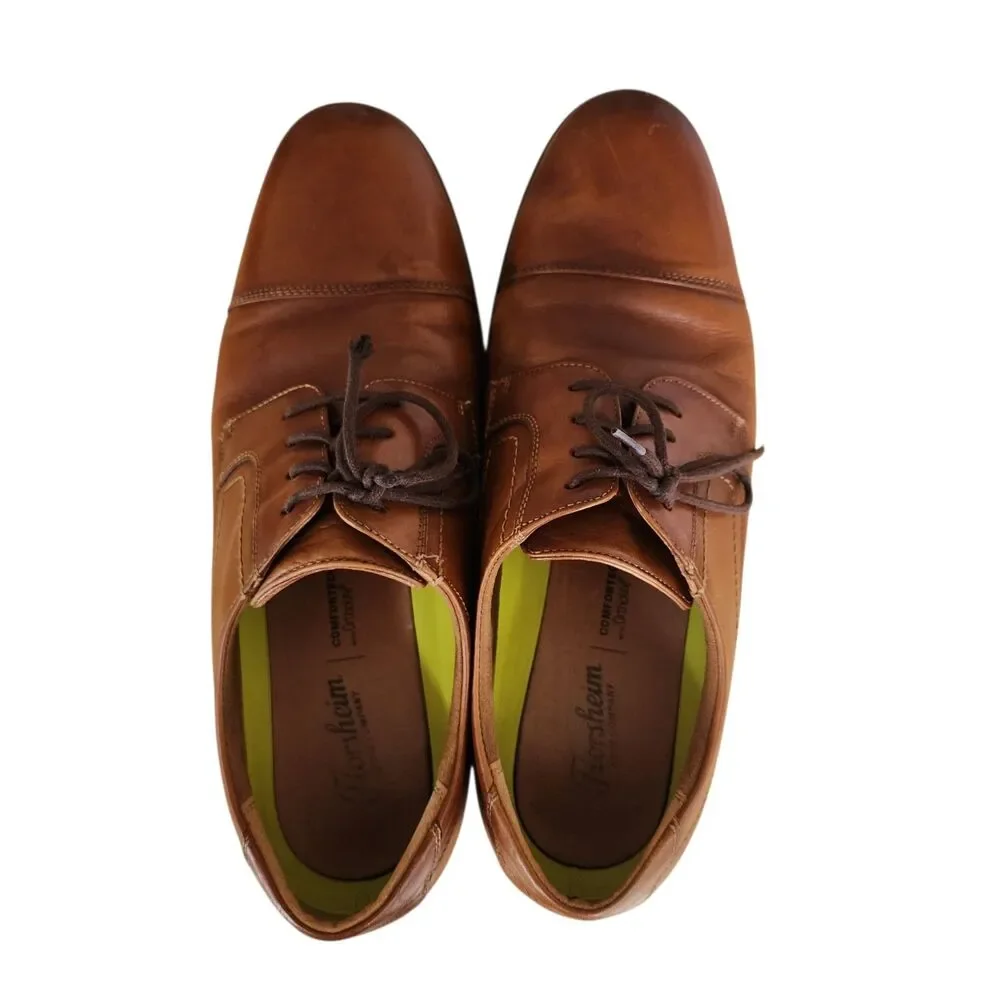 Florsheim Comfortech Men 13 D Cognac Brown Leather Cap Toe Derby Ortholite Shoes